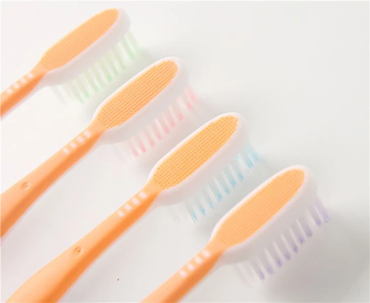 Soft Rubber Polishing Bristles Adult Toothbrush with tongue cleaner