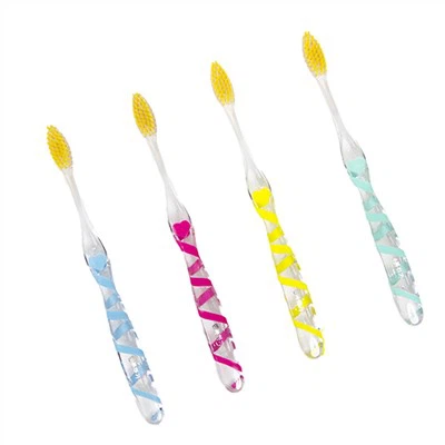Raspall de dents de truges daurades amb mànec de vidre